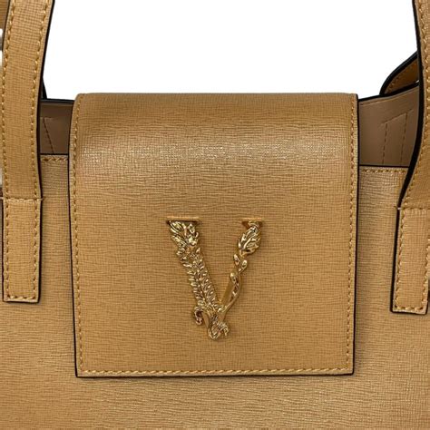 saffiano leather tote versace|Versace Virtus V Logo Tote Bag Brown in Saffiano .